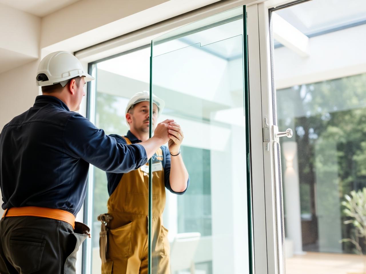 Our installers fitting a glass panel